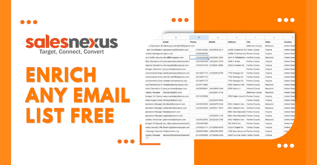 SalesNexus Launches Free Service to Enhance Email List Contact Information