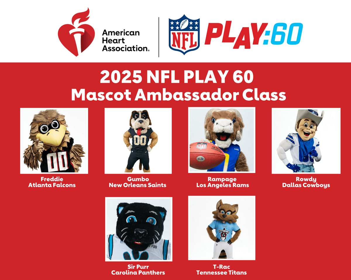 NFL Mascots Join Forces with American Heart Association to Promote Youth Fitness Through PLAY 60 Initiative