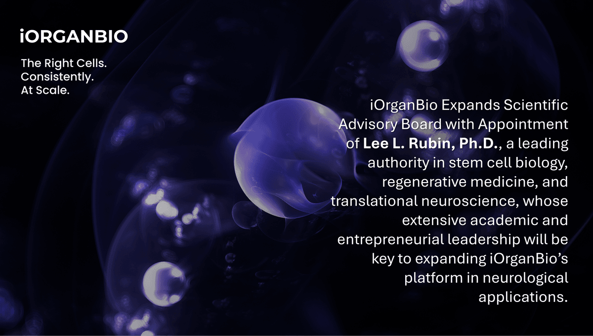 iOrganBio Adds Harvard Stem Cell Expert Lee L. Rubin to Scientific Advisory Board