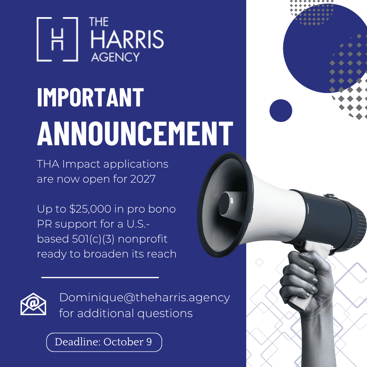 The Harris Agency Opens Applications for 2027 Pro Bono Communications Grant for Nonprofits