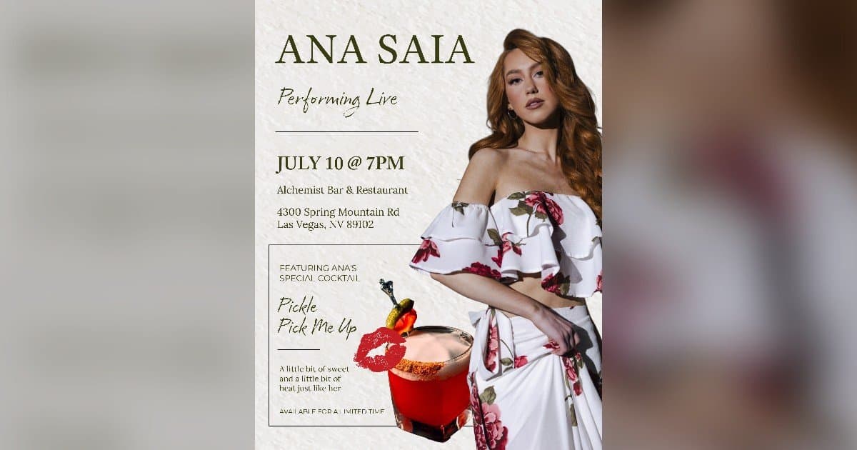 Ana Saia to Perform at Alchemist Bar & Restaurant, Debuts Signature Cocktail