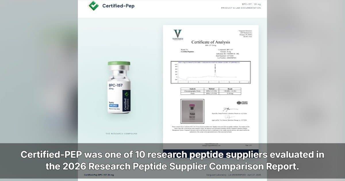 Certified-PEP Publishes 2026 Research Peptide Supplier Comparison, Highlighting Transparency Gaps