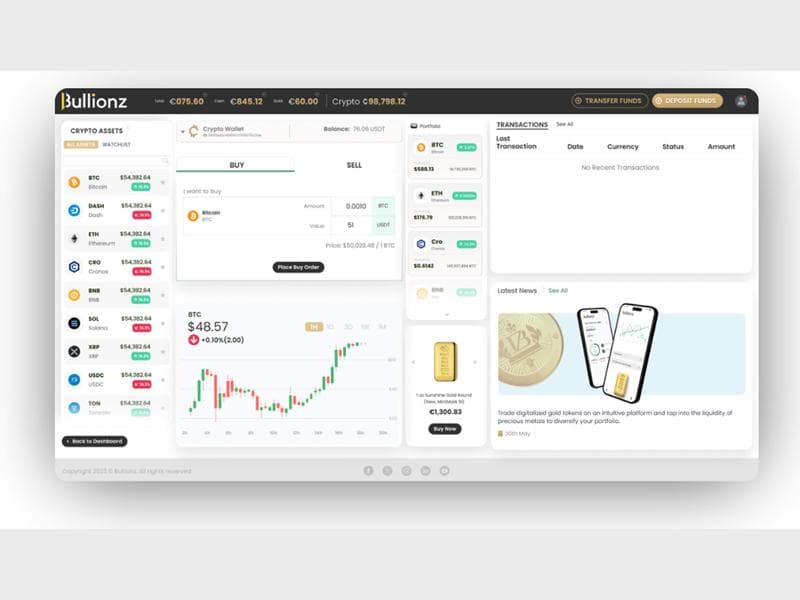 Bullionz Launches Crypto Exchange, Bridging Gold and Digital Assets