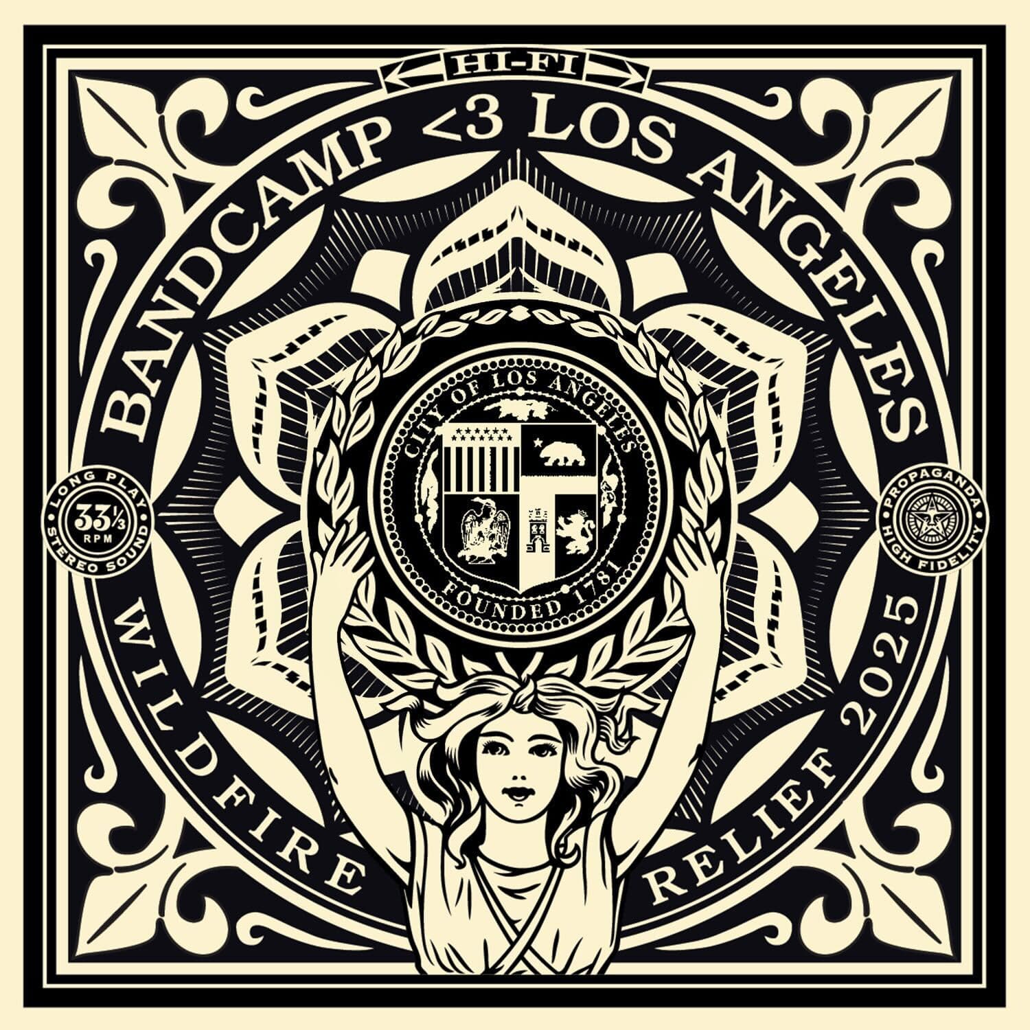 Shepard Fairey and Bandcamp Launch Wildfire Relief T-Shirt to Support LA Music Community