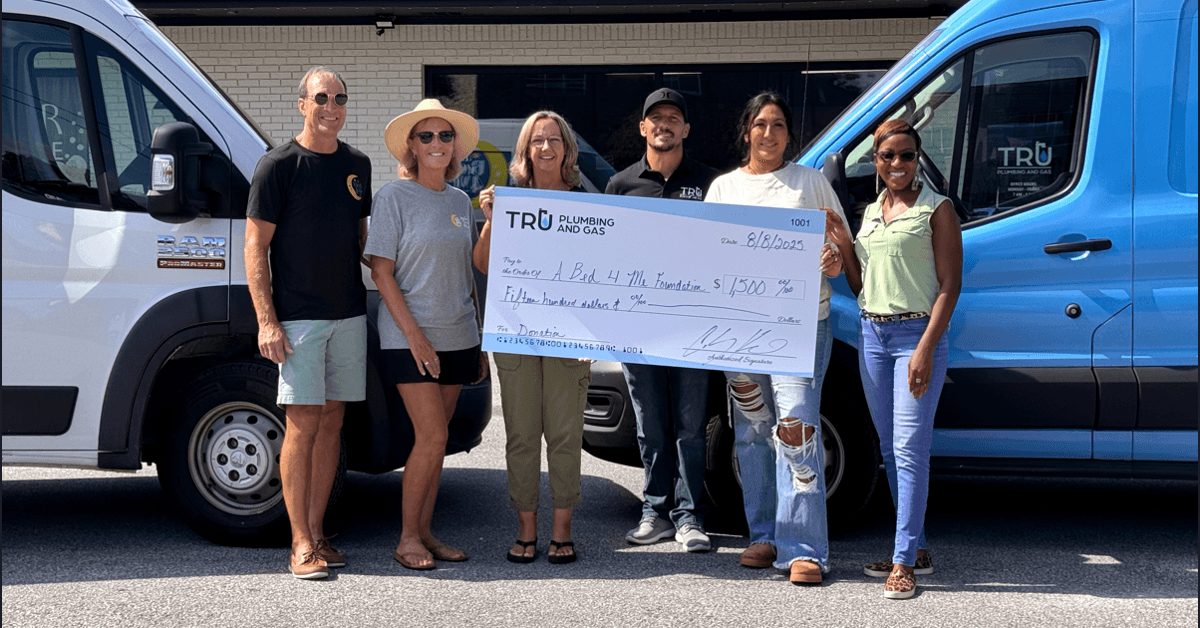 Tru Plumbing and Gas Launches Monthly Charity Program with $1,500 Donation to Bed Foundation